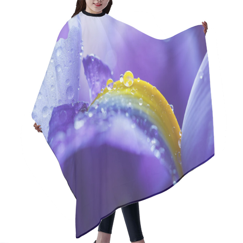 Personality  Purple Iris Petals With Water Droplets Hair Cutting Cape