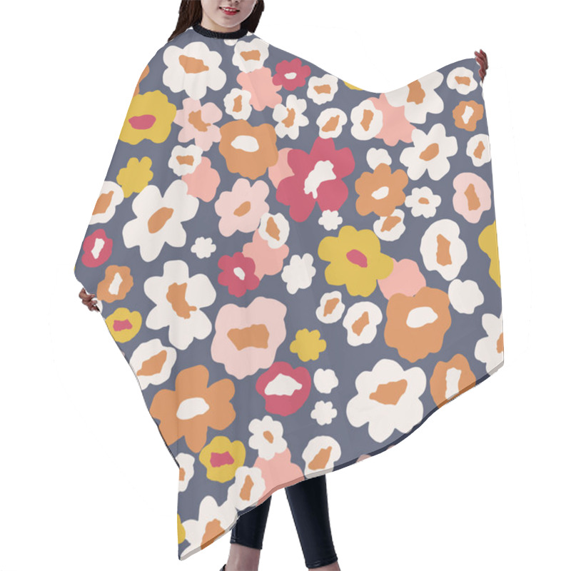 Personality  Cute Background With Cartoon Flowers Vector Illustrations Hair Cutting Cape