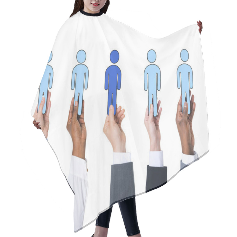 Personality  Business People Holding People Symbols Hair Cutting Cape