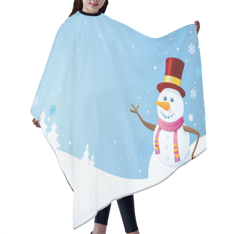 Personality  Snowman On Christmas Background. Christmas Backgrounds Series. Hair Cutting Cape