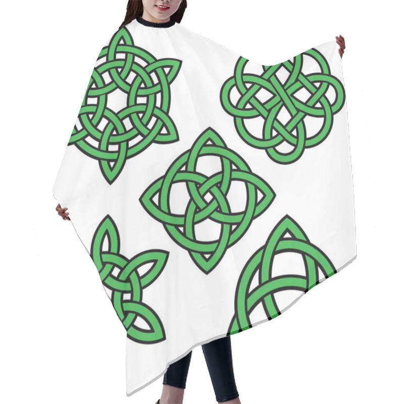 Personality  Green Black Celtic Knots Set Hair Cutting Cape