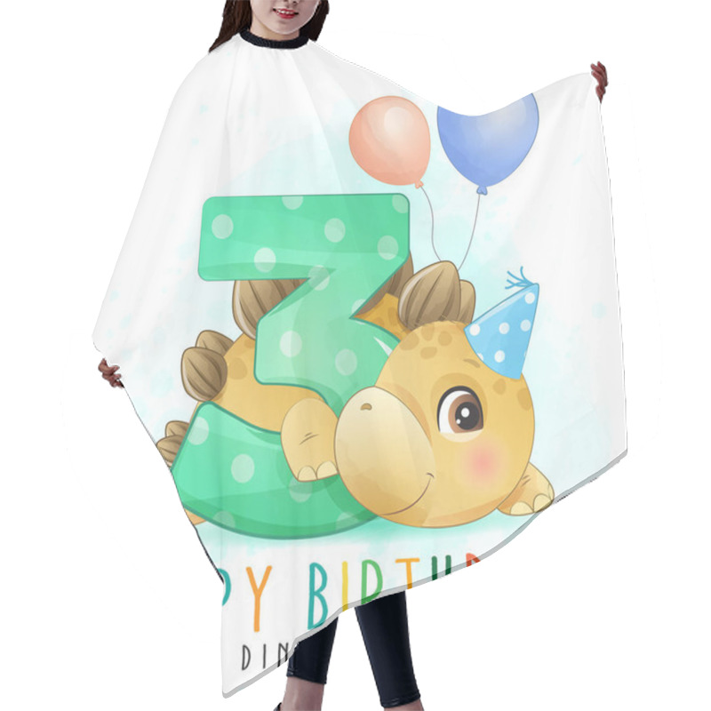 Personality  Cute Dinosaur Birthday Party With Numbering Illustration Hair Cutting Cape