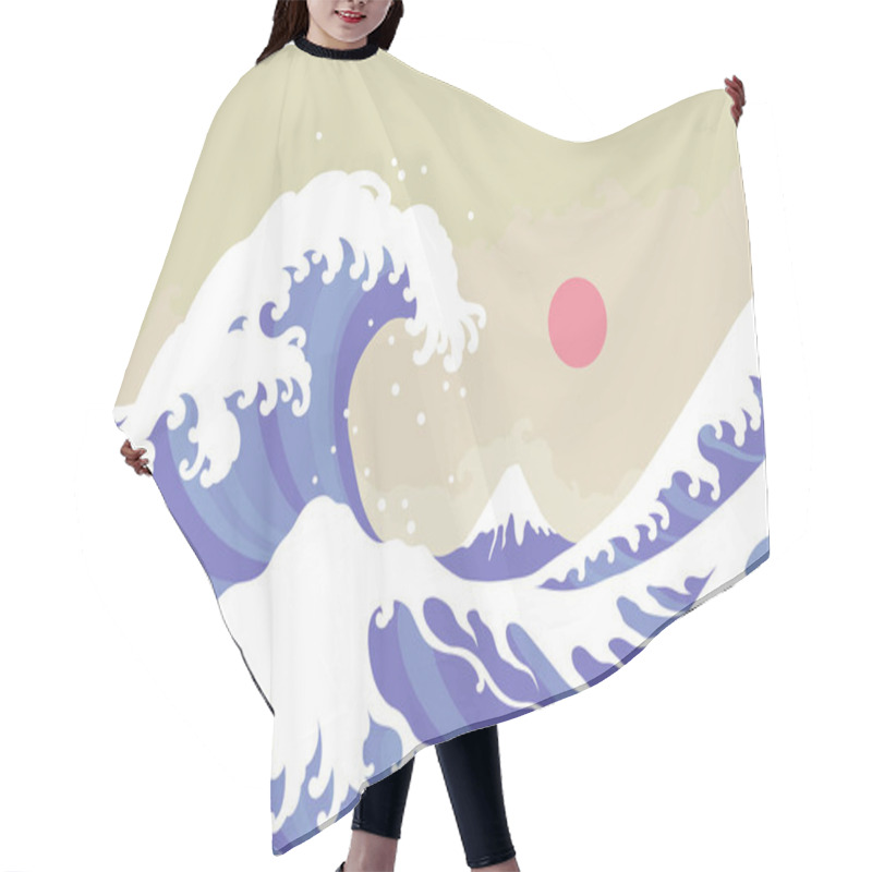 Personality  Big Wave Vector Illustration Hair Cutting Cape