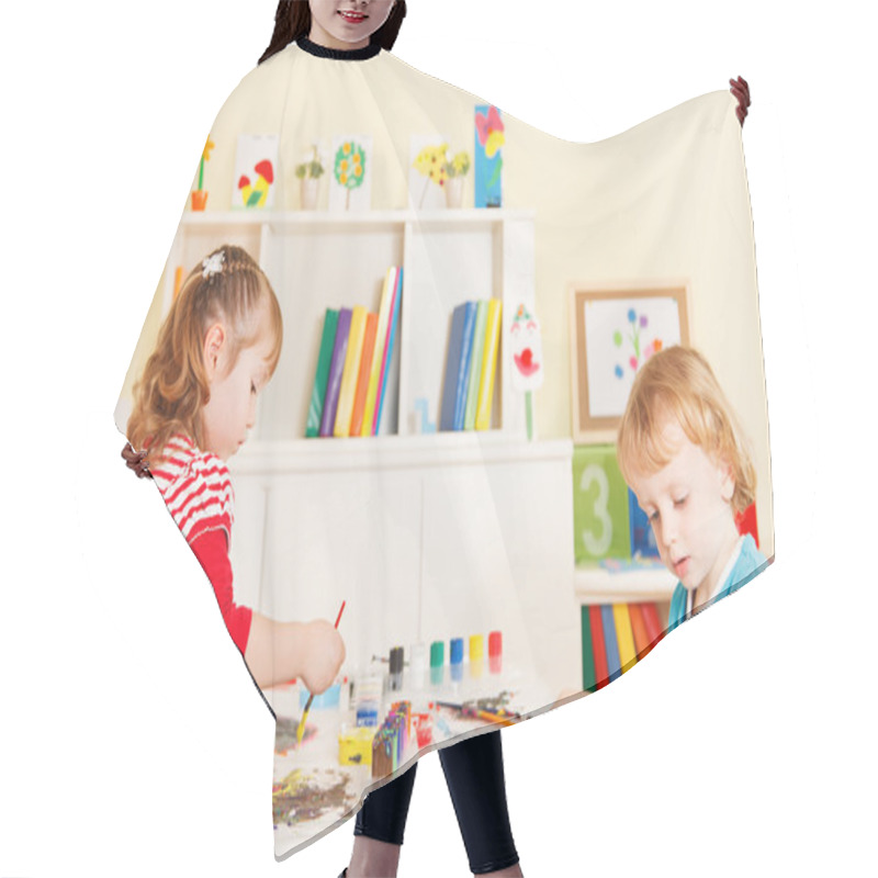 Personality  Preschoolers In The Classroom Hair Cutting Cape