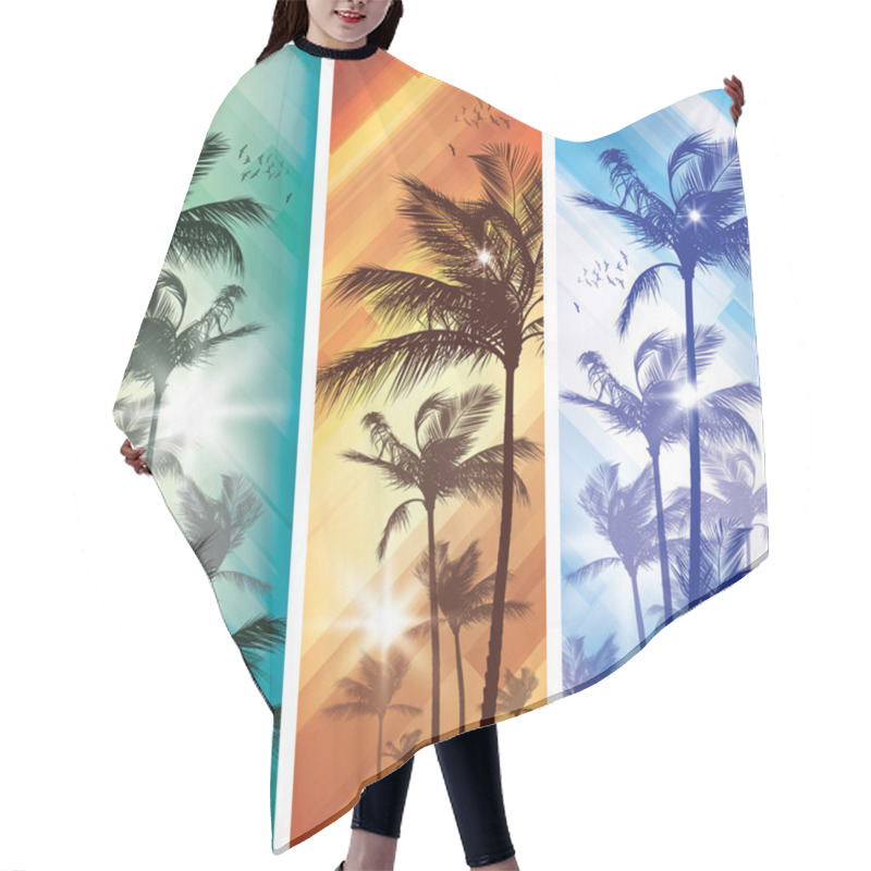 Personality  Palm Trees At Sunset Hair Cutting Cape