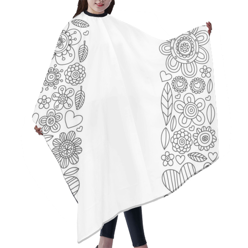 Personality  Vector Pattern With Doodle Flowers And Leaves Hair Cutting Cape