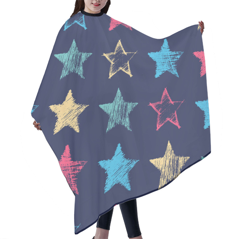 Personality  Seamless Pattern With Hand Drawn Stars Hair Cutting Cape