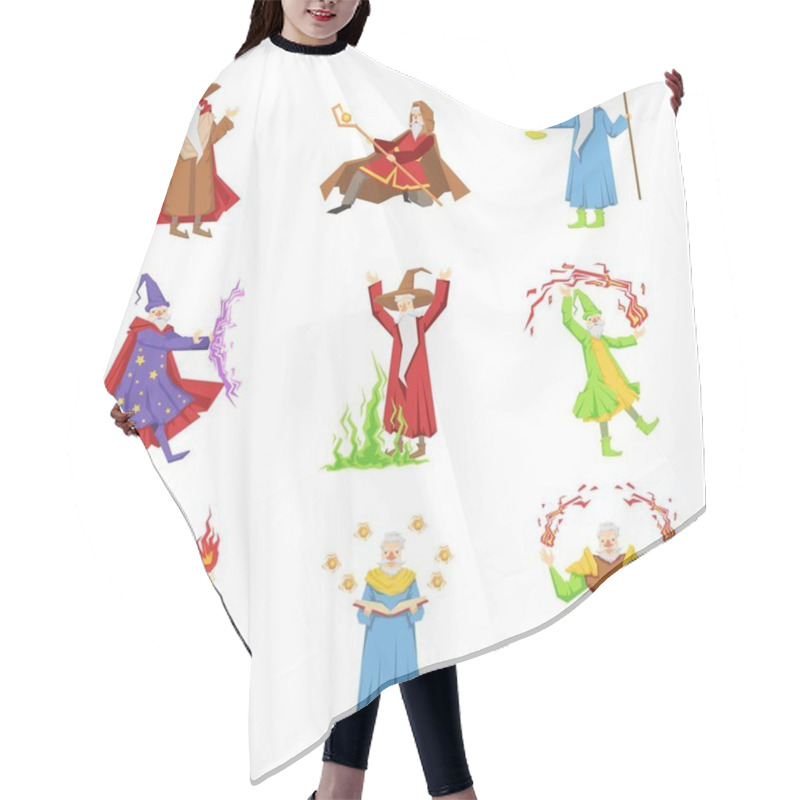 Personality  Classic Fantasy Magicians Set Of Characters Hair Cutting Cape