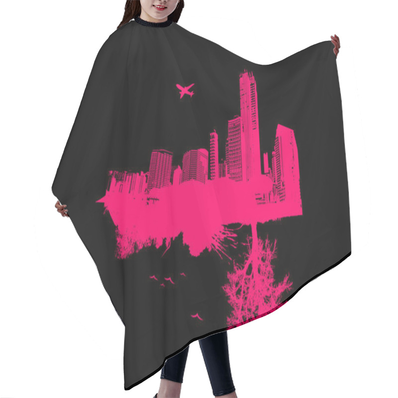 Personality  City Vs Nature. Vector Art. Hair Cutting Cape