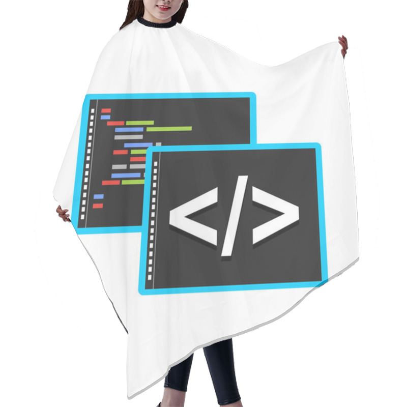 Personality  Programming Or Coding Icon. Programming Editor Symbol. Hair Cutting Cape