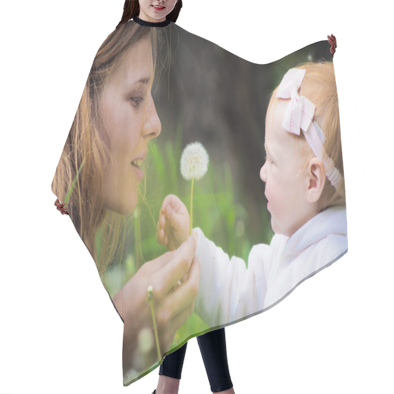 Personality  Young Mother With Little Baby Hair Cutting Cape