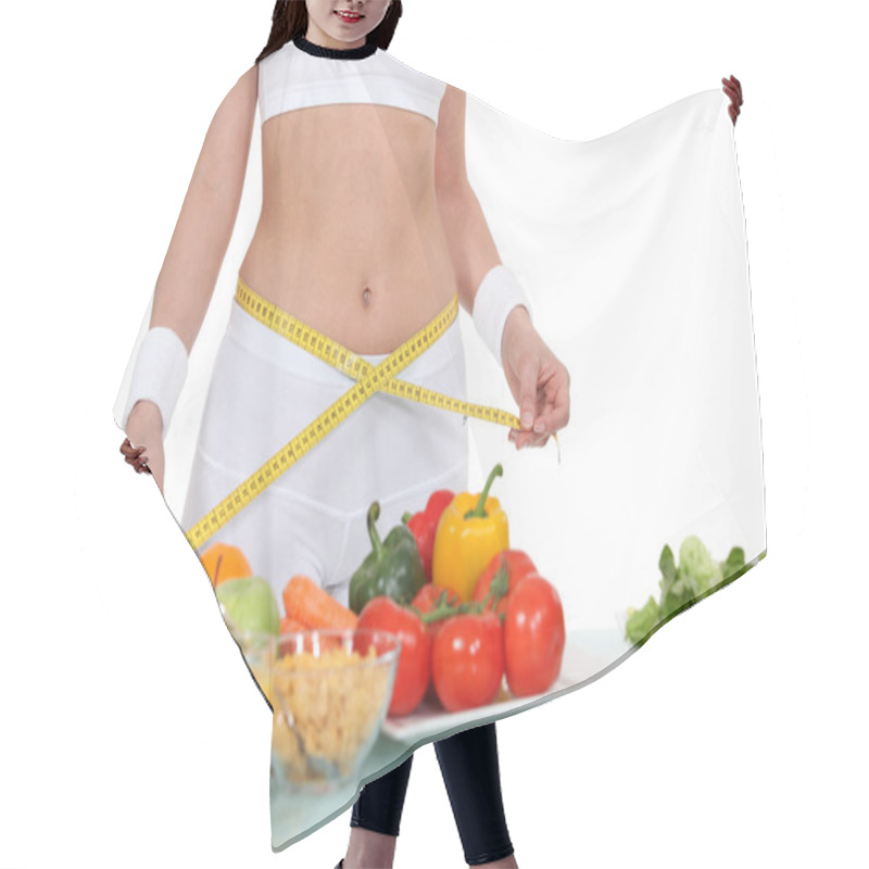 Personality  Woman Eating Healthy Food Hair Cutting Cape