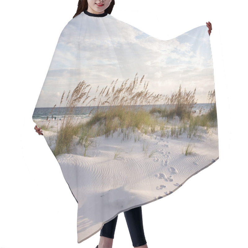 Personality  Footprints In The Beach Dunes At Sunset Hair Cutting Cape