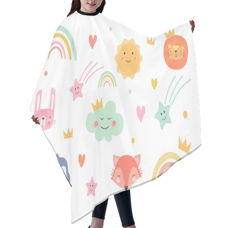 Personality  Collection Of Cute Baby And Kids Illustrations On White Background Hair Cutting Cape