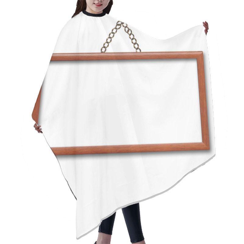 Personality  Wooden Frame Hanging On The Wall Isolated Hair Cutting Cape