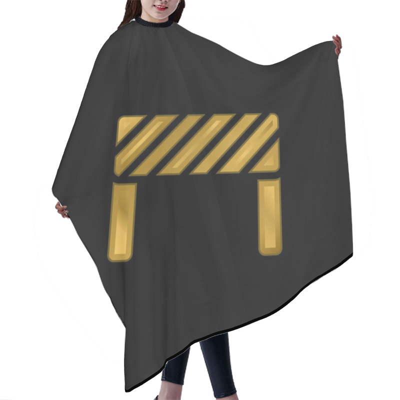 Personality  Barrier Gold Plated Metalic Icon Or Logo Vector Hair Cutting Cape