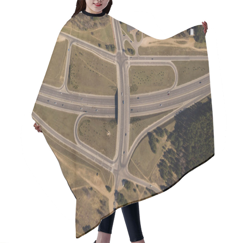 Personality  Highway Interchange Seen From Above. Hair Cutting Cape