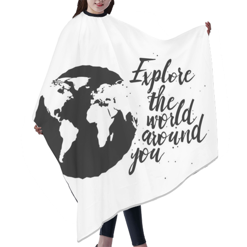 Personality  Hand Drawn Travel Inspirational Quote  Hair Cutting Cape