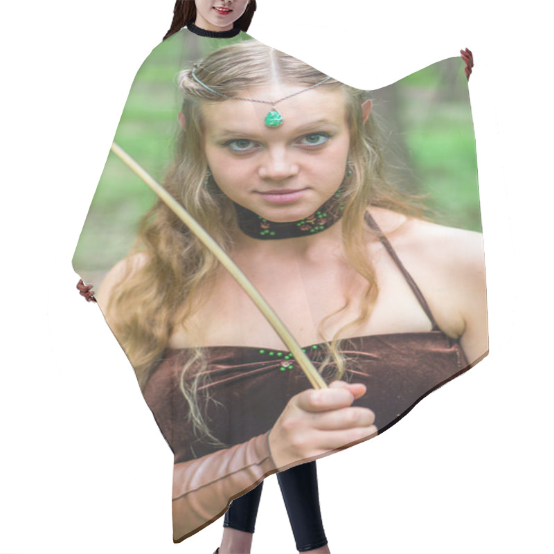 Personality  Young Lady Elf With A Long Bow Hair Cutting Cape