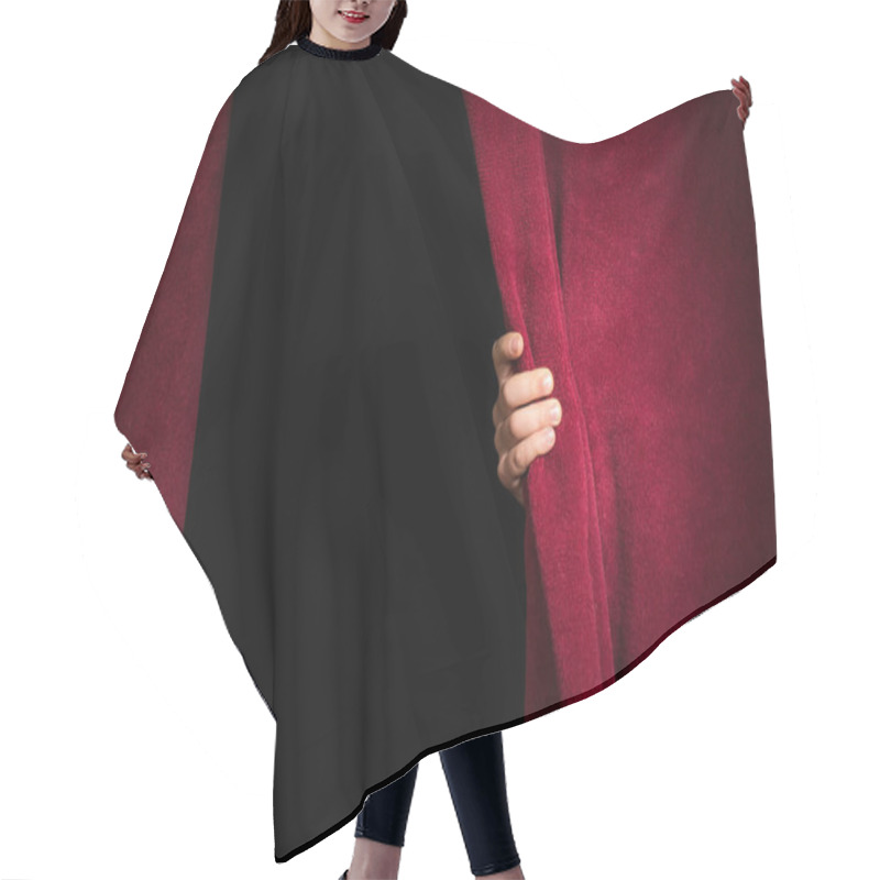 Personality  Hand Appearing Beneath The Curtain. Hair Cutting Cape