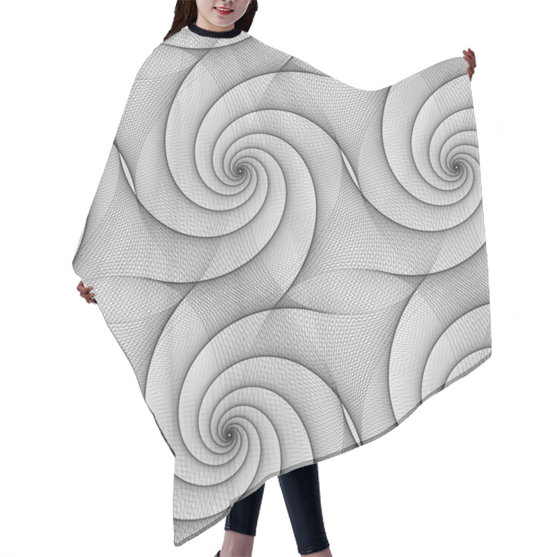 Personality  Seamless Abstract Black And White Spiral Pattern Hair Cutting Cape