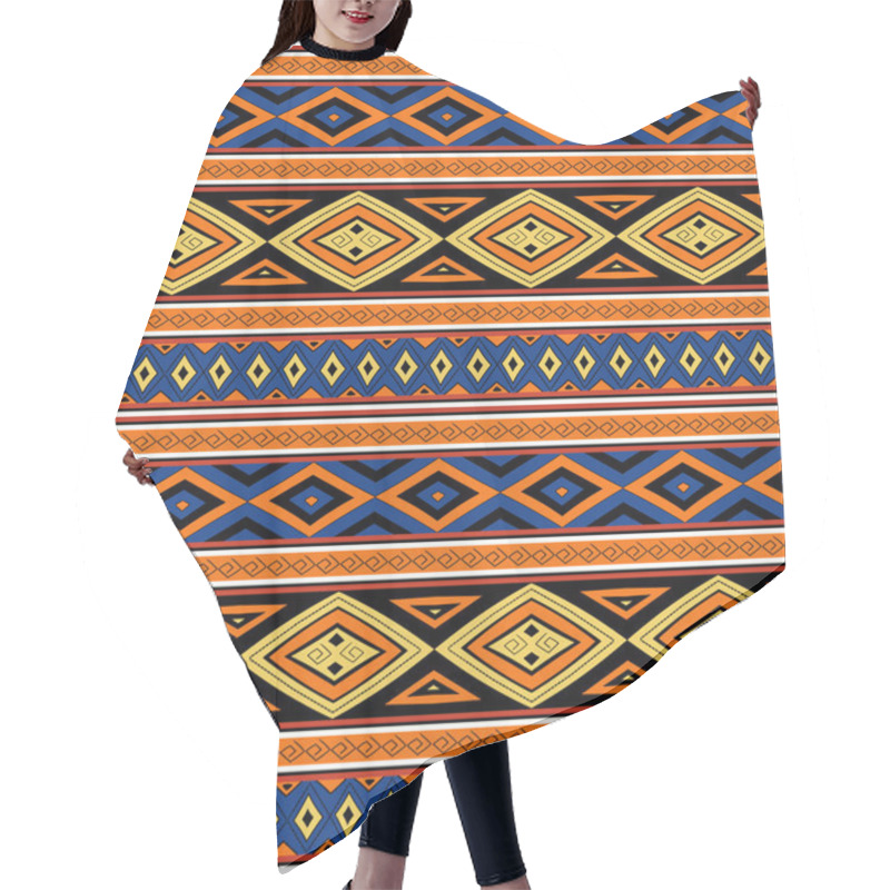 Personality  Tribal Pattern Seamless Vector. Bright Ethnic Peruvian Pattern Design With Quechua Traditional Elements. Hair Cutting Cape