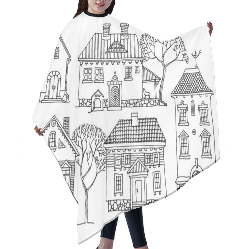 Personality  Hand Drawing Houses Hair Cutting Cape