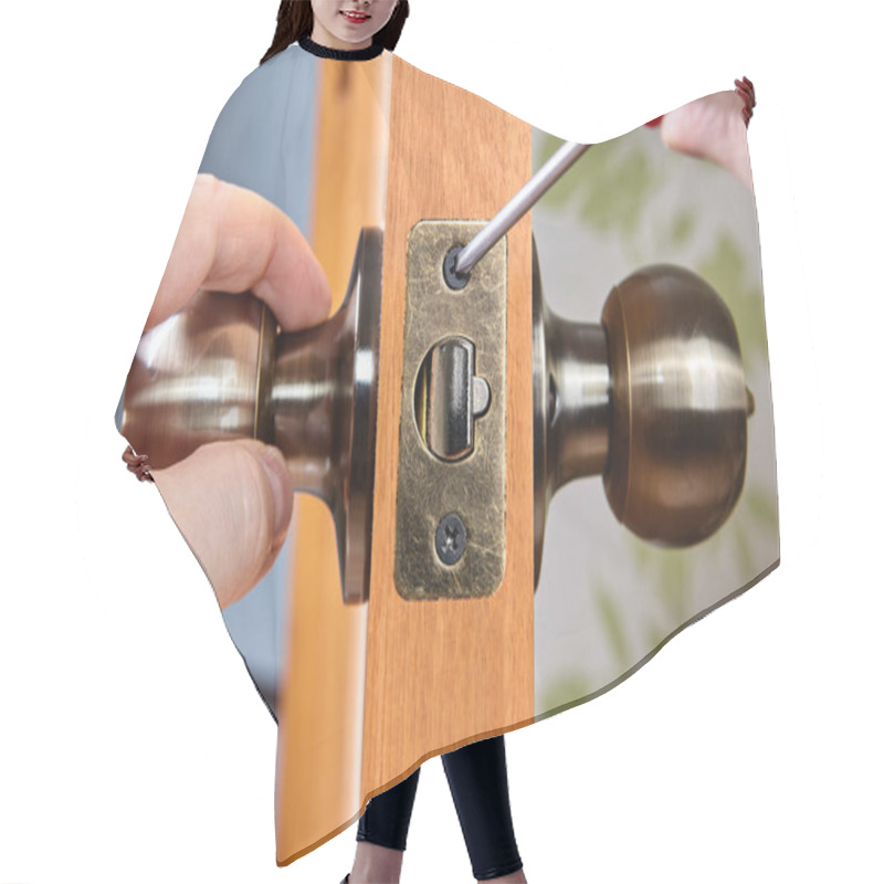 Personality  Fixing The Loose Doorknob Or Door Handle. Hair Cutting Cape