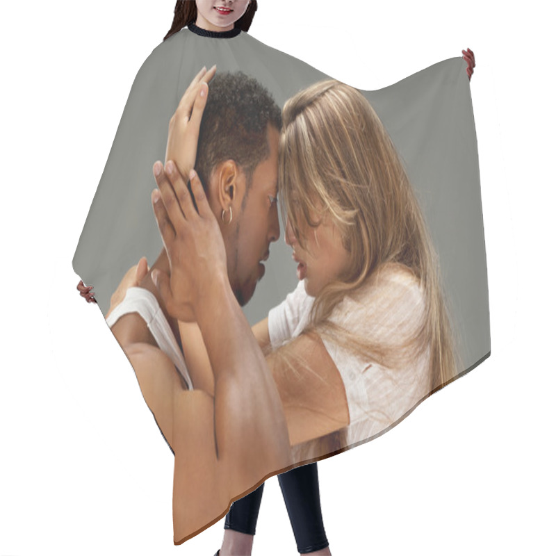 Personality  Young Couple Dances Caribbean Salsa Hair Cutting Cape