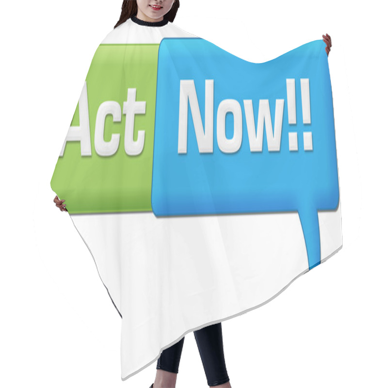 Personality  Act Now Green Blue Comment Symbol  Hair Cutting Cape