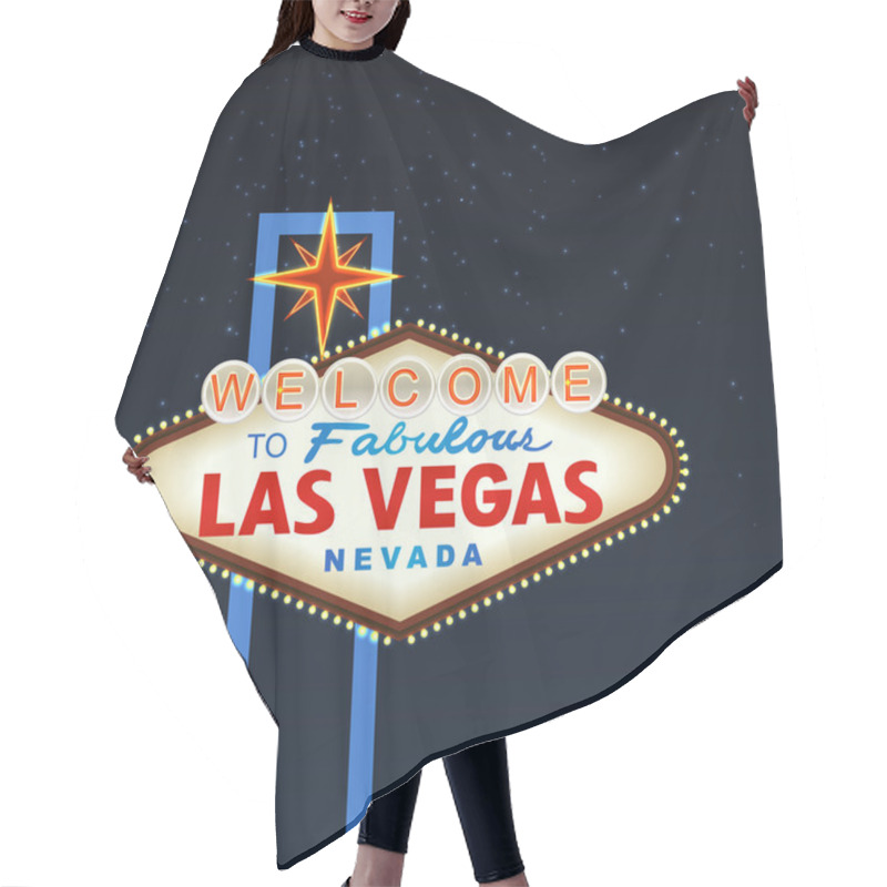 Personality  Night Las Vegas Sign. Vector Hair Cutting Cape