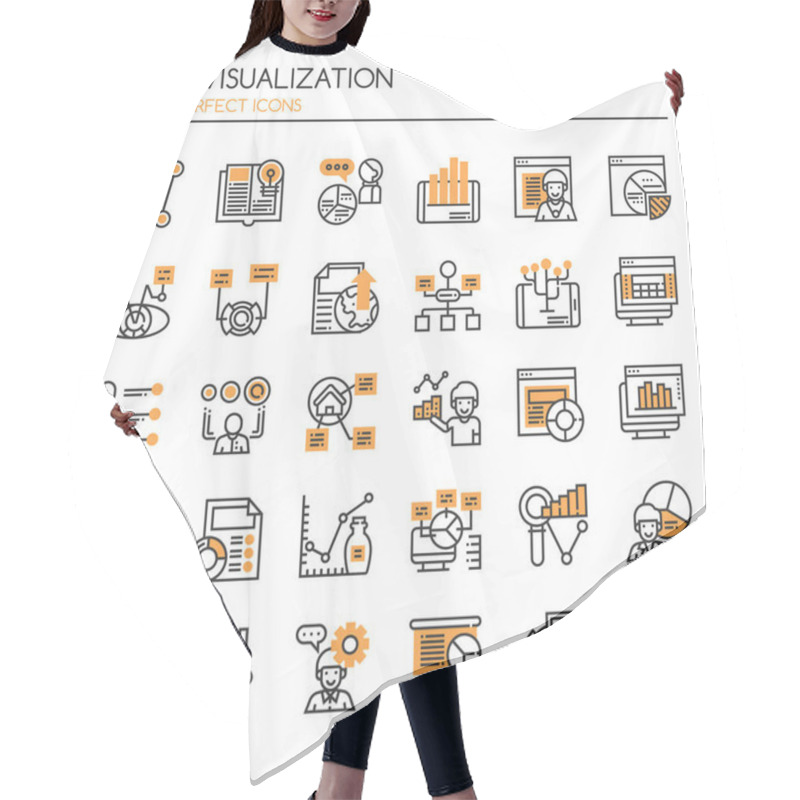 Personality  Data Visualization Elements , Thin Line And Pixel Perfect Icon Hair Cutting Cape