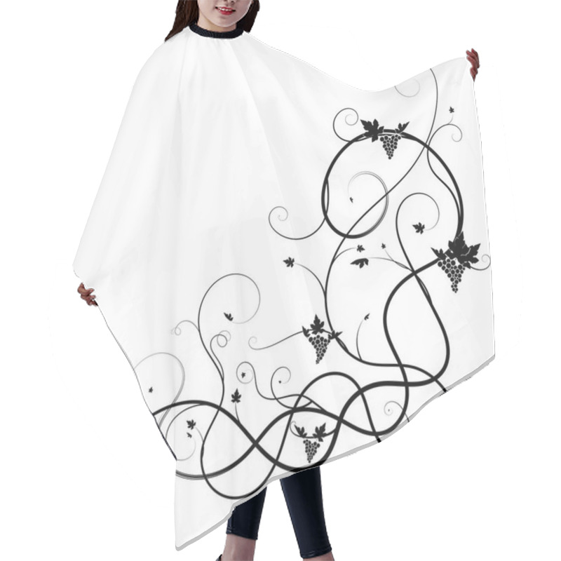 Personality  Grape Weaving Tangled Plant Black On White Background Hair Cutting Cape