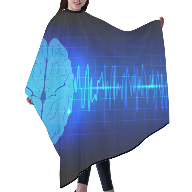 Personality  Abstract Brain Wave Concept  On Blue Background Technology Hair Cutting Cape