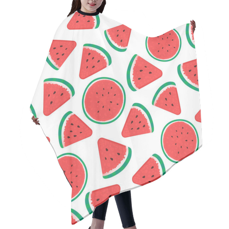 Personality  Watermelon Seamless Pattern Surface Design. Vector Illustration Isolated On White Hair Cutting Cape