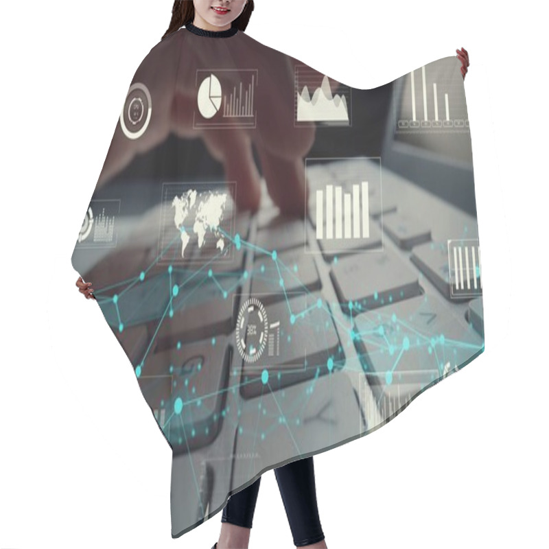 Personality  Creative Visual Of Business Big Data And Finance Analysis On Computer Hair Cutting Cape