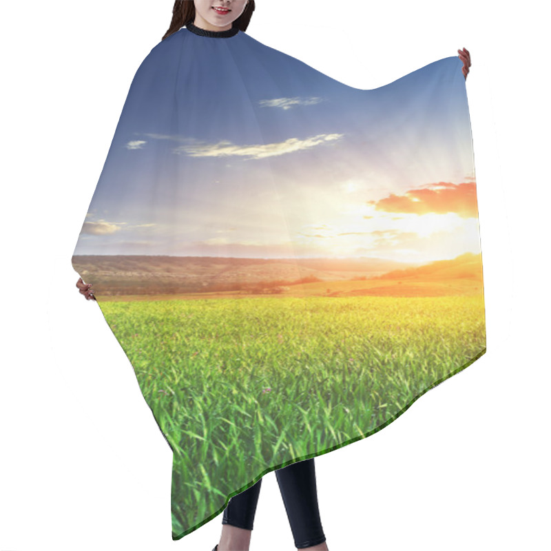 Personality  Sunrise In Grean Meadow Hair Cutting Cape