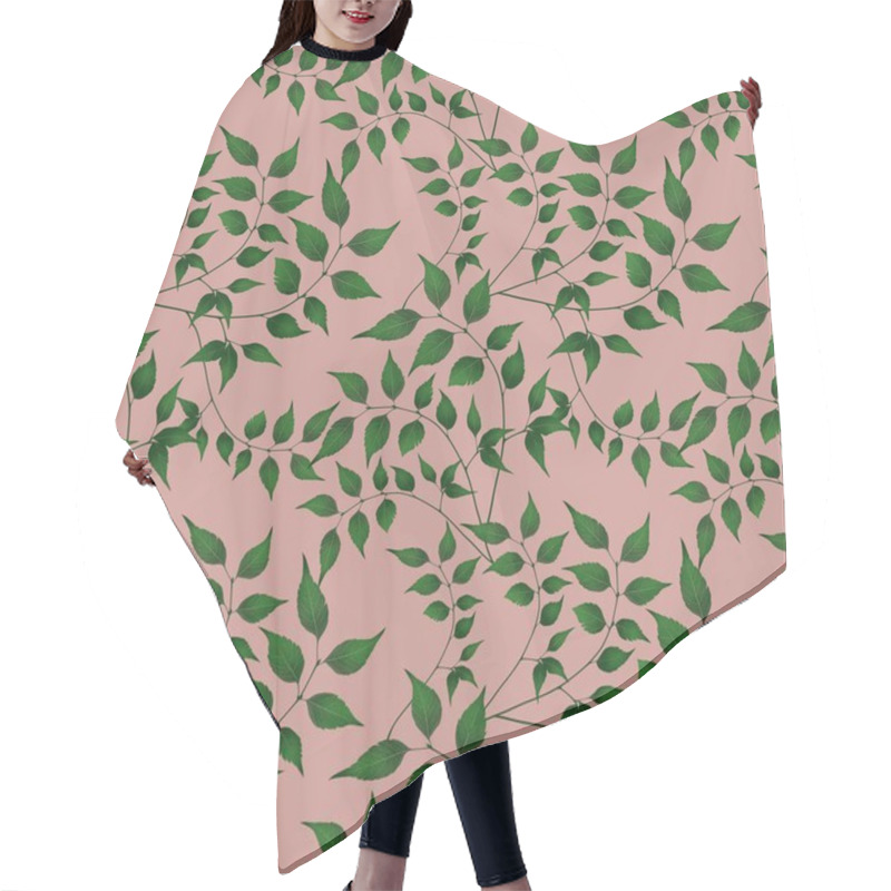 Personality  Botanical Garden Leaves Seamless Pattern Background Big Design On Pink Pastel For Prints, Textiles, Packaging, Fabrics, And Wrapping Paper Hair Cutting Cape