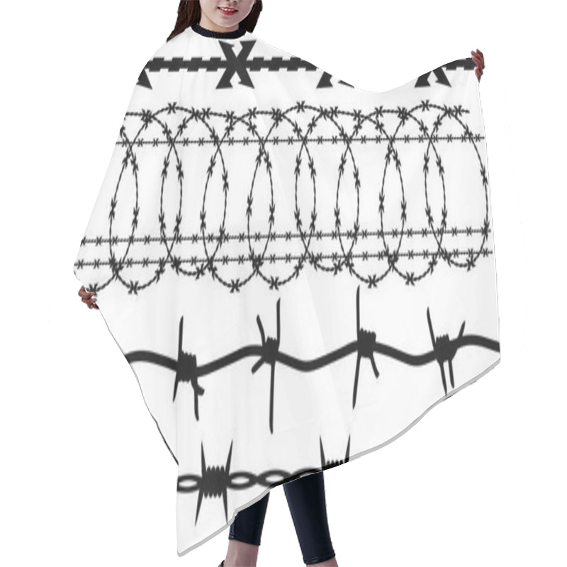 Personality  Barbed Wire, Vector Silhouette Set Hair Cutting Cape