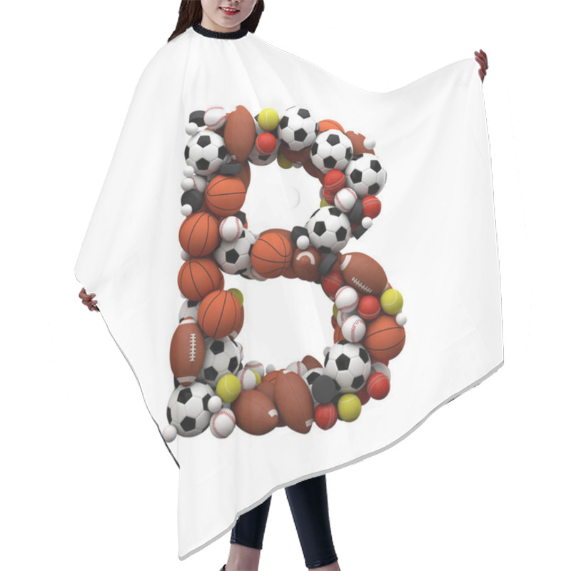 Personality  Letter B. Font Made From Sports Balls. 3D Rendering Hair Cutting Cape