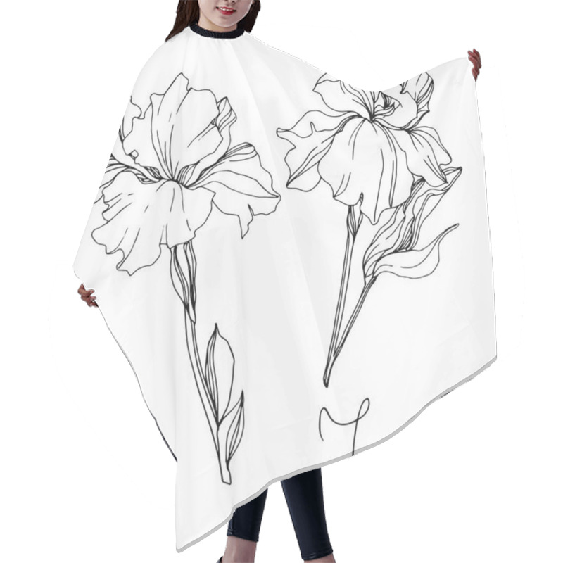 Personality  Vector Monochrome Isolated Irises Illustration On White Background Hair Cutting Cape