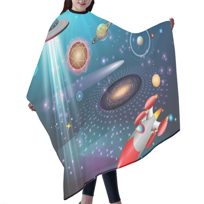 Personality  Outer Space Fantasy Theme Hair Cutting Cape