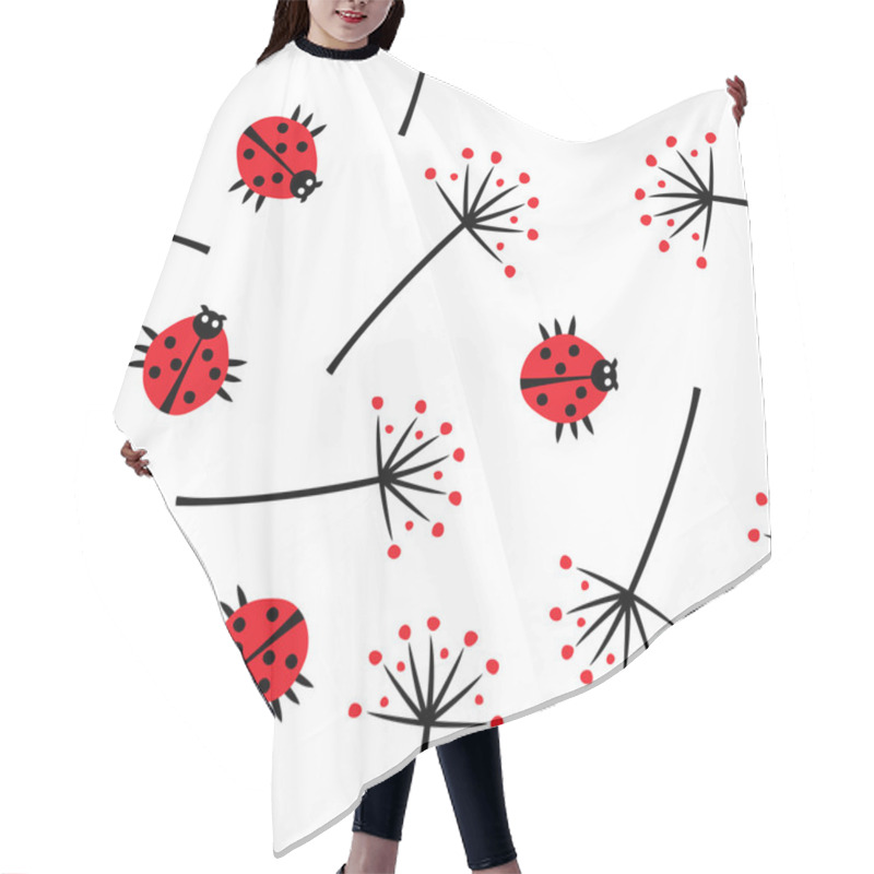 Personality  Ladybugs With Dandelions Seamless Pattern Hair Cutting Cape