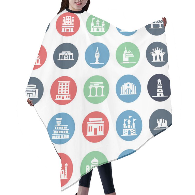 Personality  World Landmarks Isolated Vector Icons Set That Can Easily Modify Or Edit Hair Cutting Cape