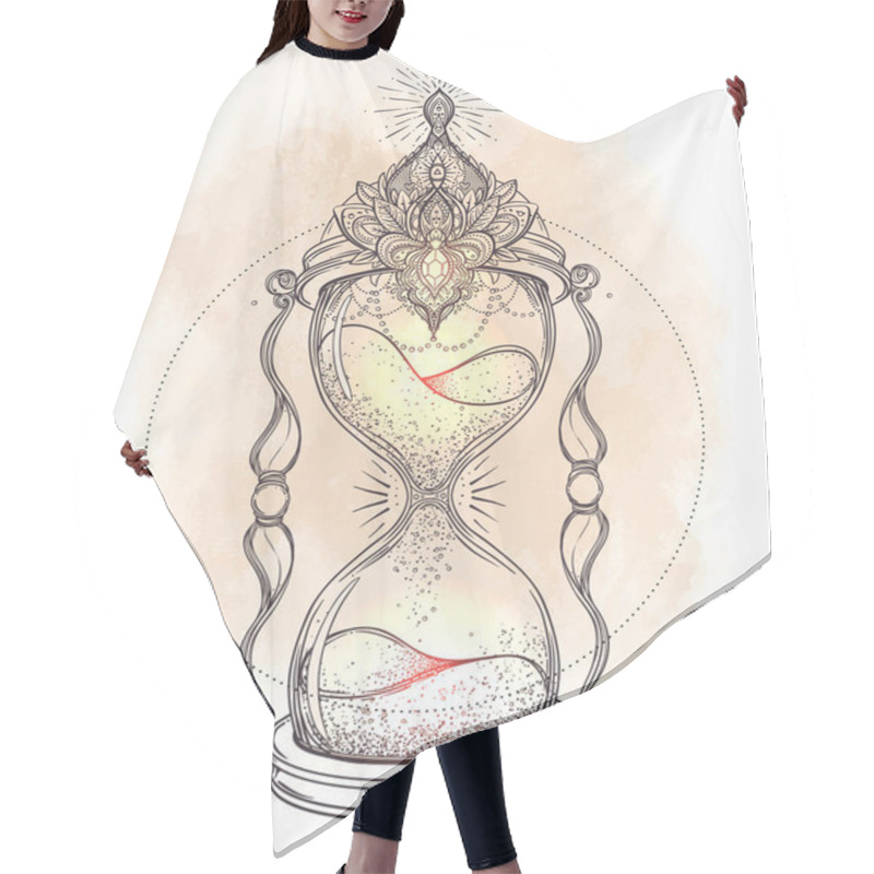 Personality  Decorative Antique Hourglass With Roses Illustration Isolated On Hair Cutting Cape