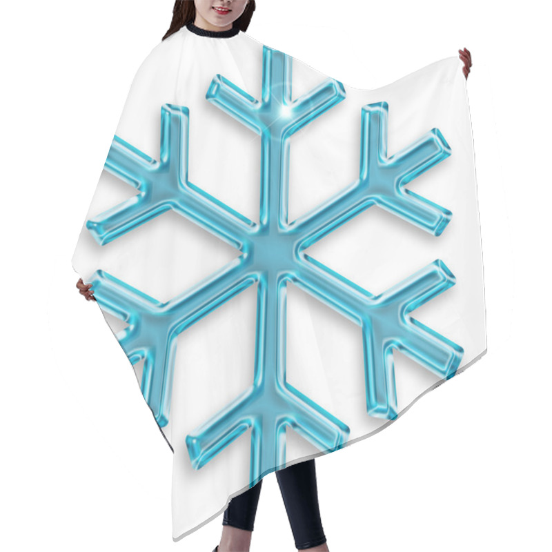 Personality  Glassy Blue Snowflake Isolated On White Background Hair Cutting Cape