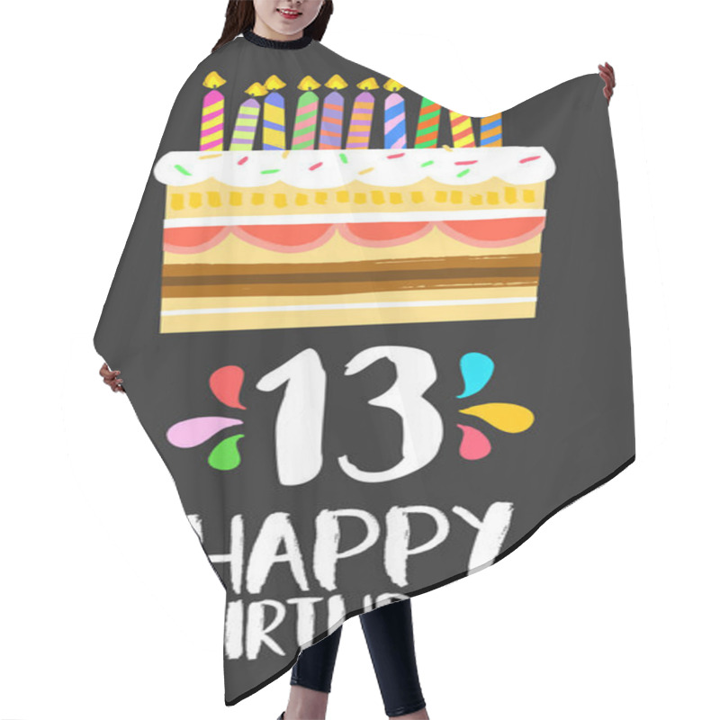 Personality  Happy Birthday Cake Card 13 Thirteen Year Party Hair Cutting Cape