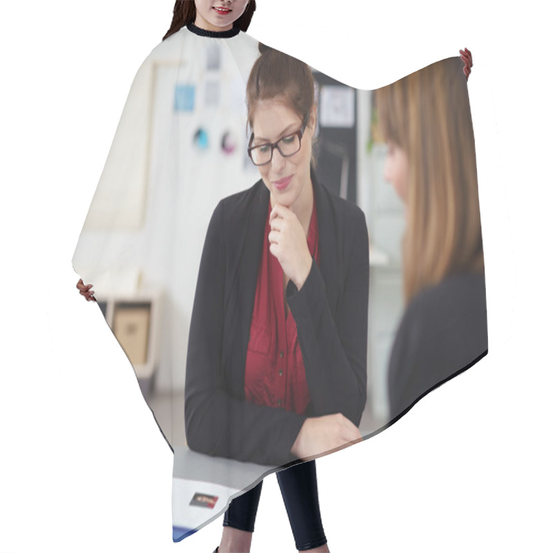 Personality  Two Businesswomen Looking At A Curriculum Vitae Hair Cutting Cape