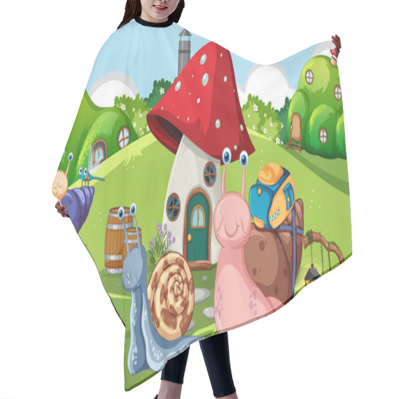 Personality  Snail At Country Village Illustration Hair Cutting Cape