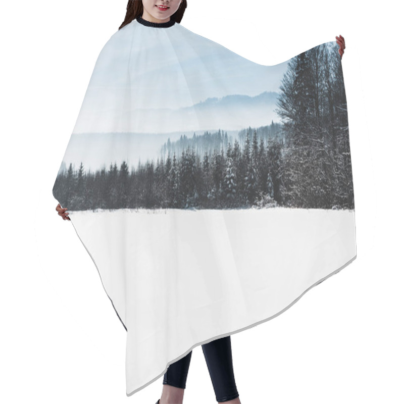 Personality  Blue Cloudy Sky And Winter Snowy Mountain Forest In Carpathians Hair Cutting Cape